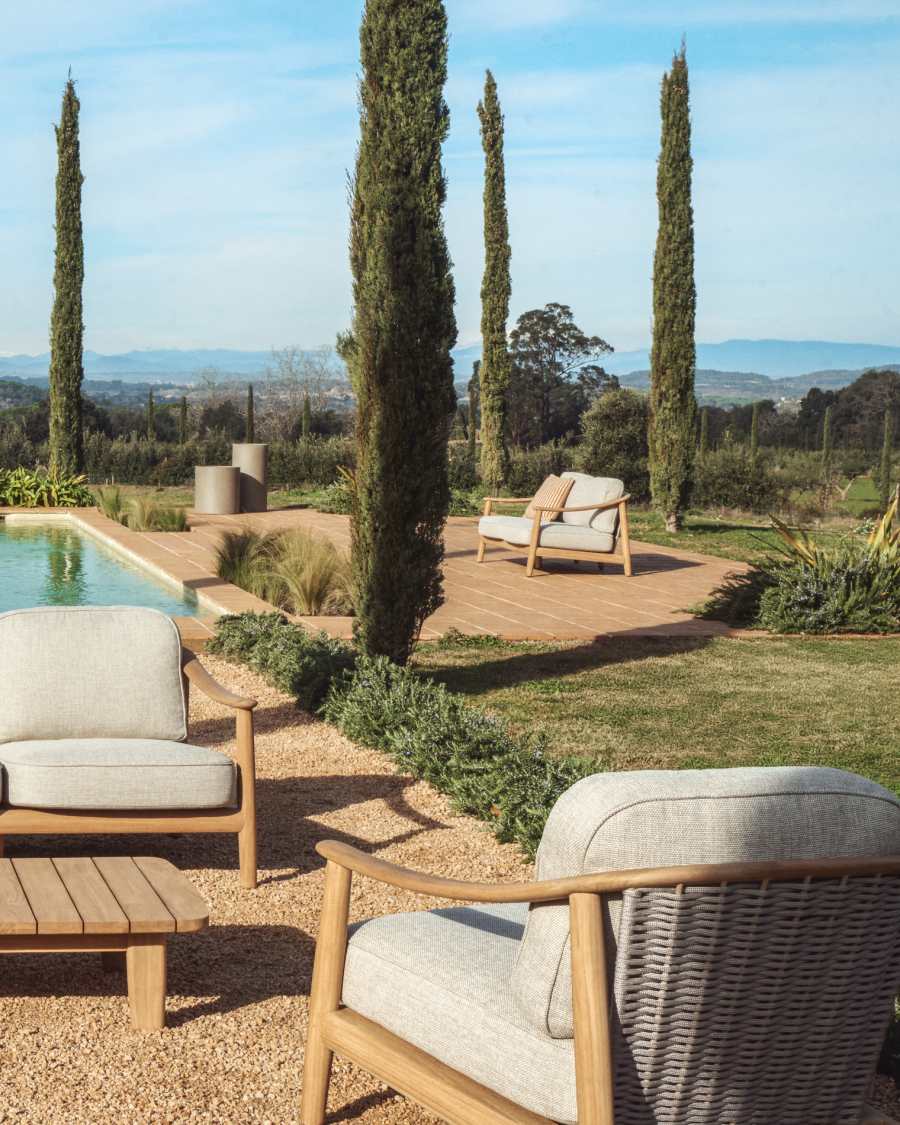 Elunda 2-seater outdoor sofa in solid teak wood FSC 100% 149cm