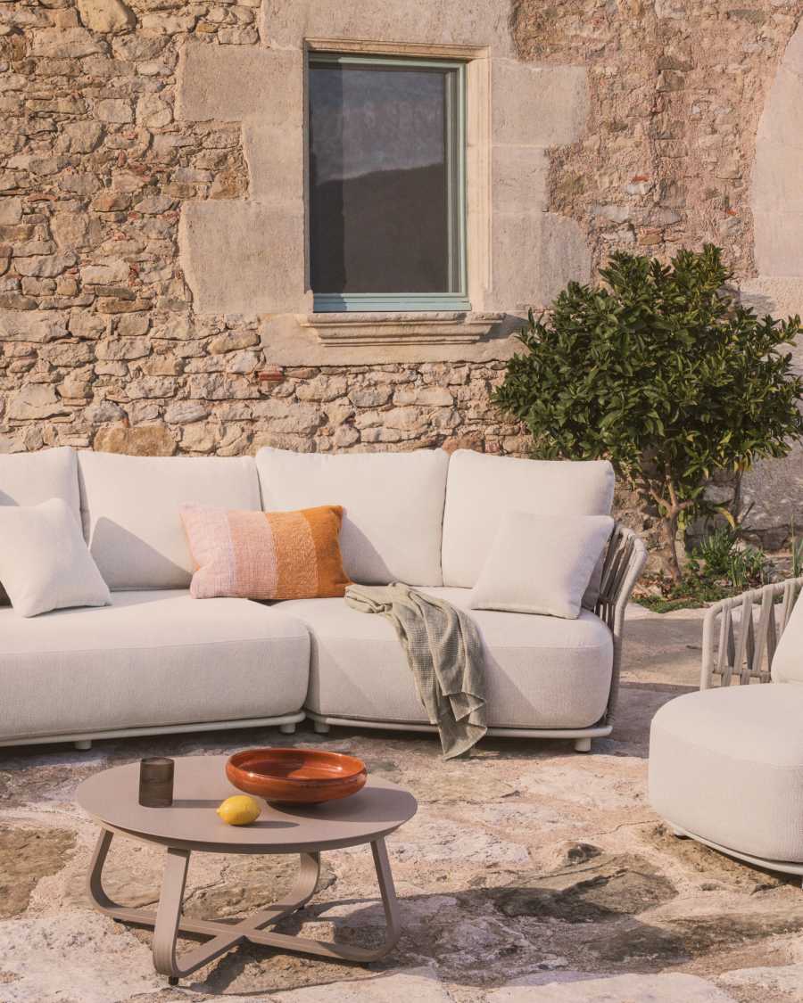 Osani curved module in ecru aluminium and taupe rope cord 167cm