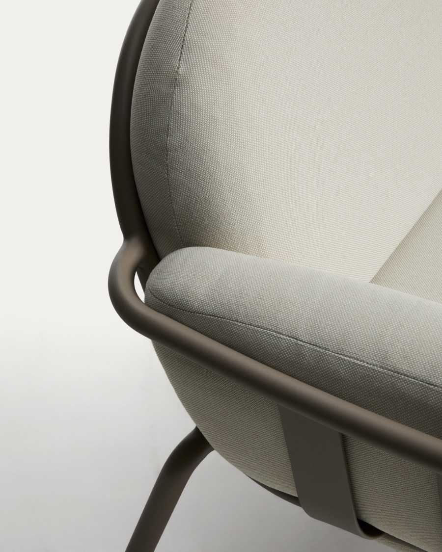 Τριθέσιος καναπές εξωτερικού χώρου Joncols από αλουμίνιο με φινίρισμα βαφής σε μπεζ χρώμα, 225 cm