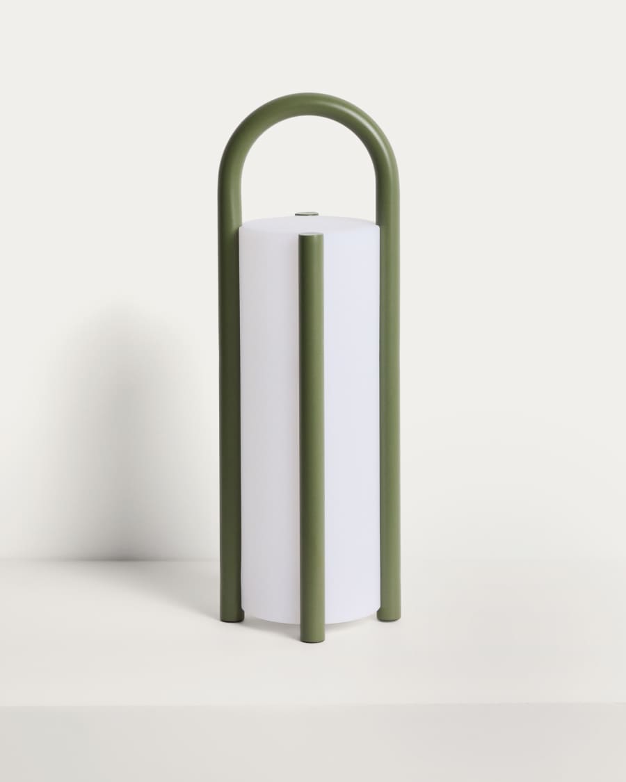 Große tragbare Tischlampe Leros aus Polyethylen und grünem Stahl