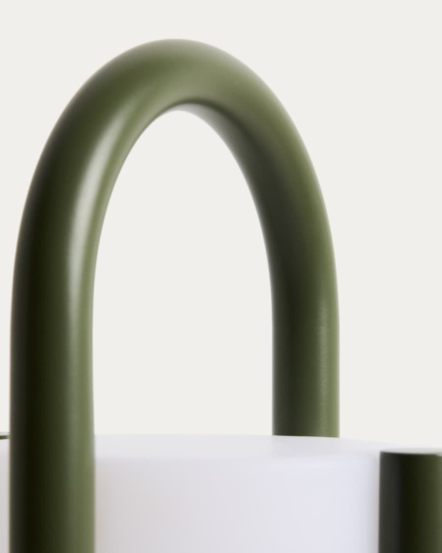 Große tragbare Tischlampe Leros aus Polyethylen und grünem Stahl