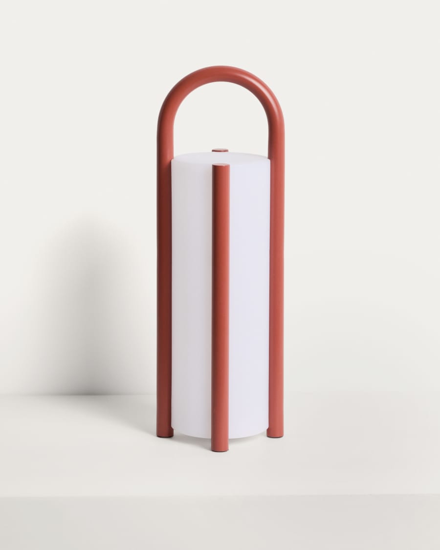 Große tragbare Tischlampe Leros aus Polyethylen und terrakottafarbenem Stahl