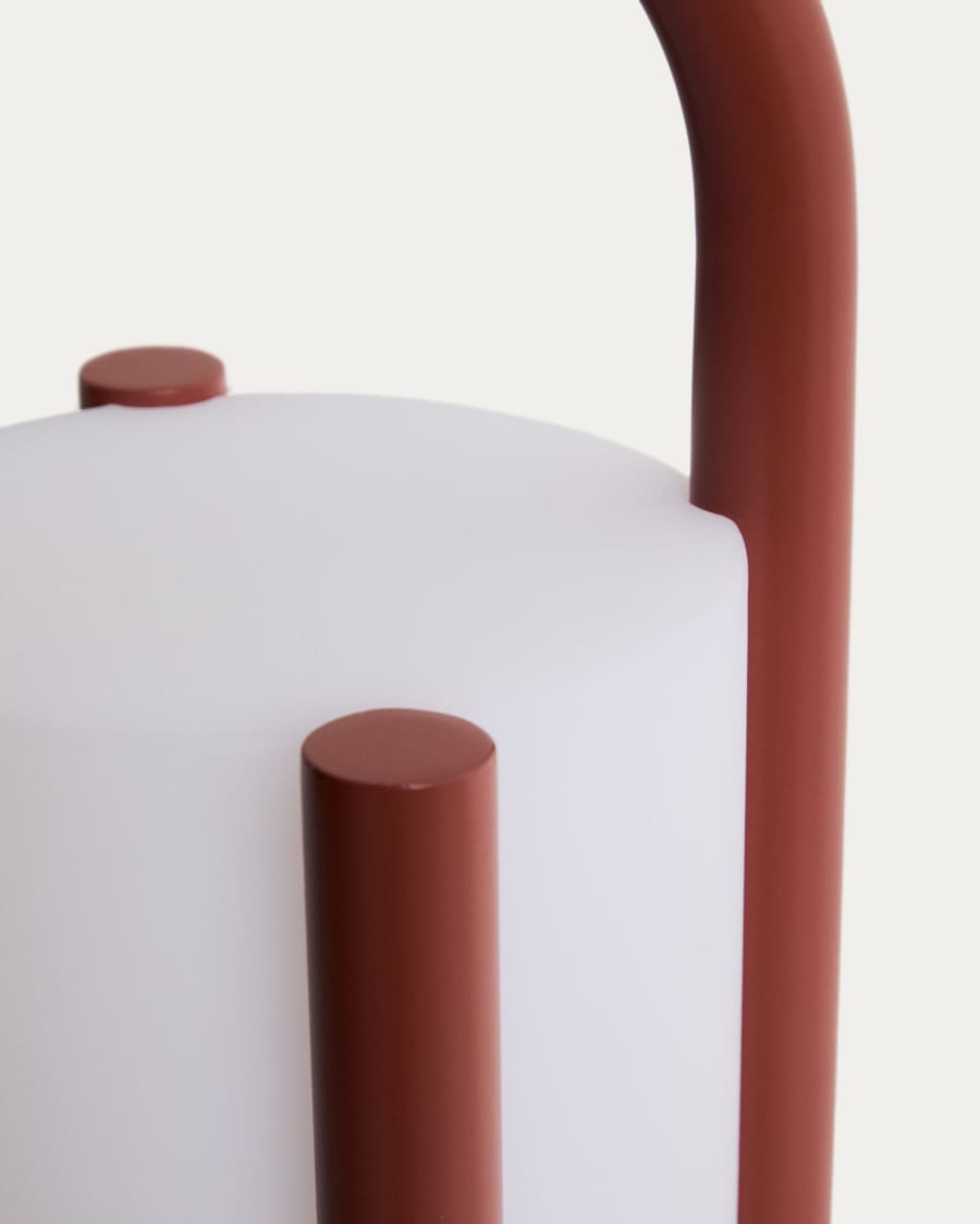 Große tragbare Tischlampe Leros aus Polyethylen und terrakottafarbenem Stahl