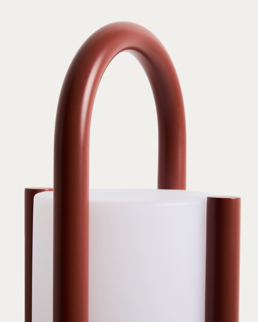 Große tragbare Tischlampe Leros aus Polyethylen und terrakottafarbenem Stahl