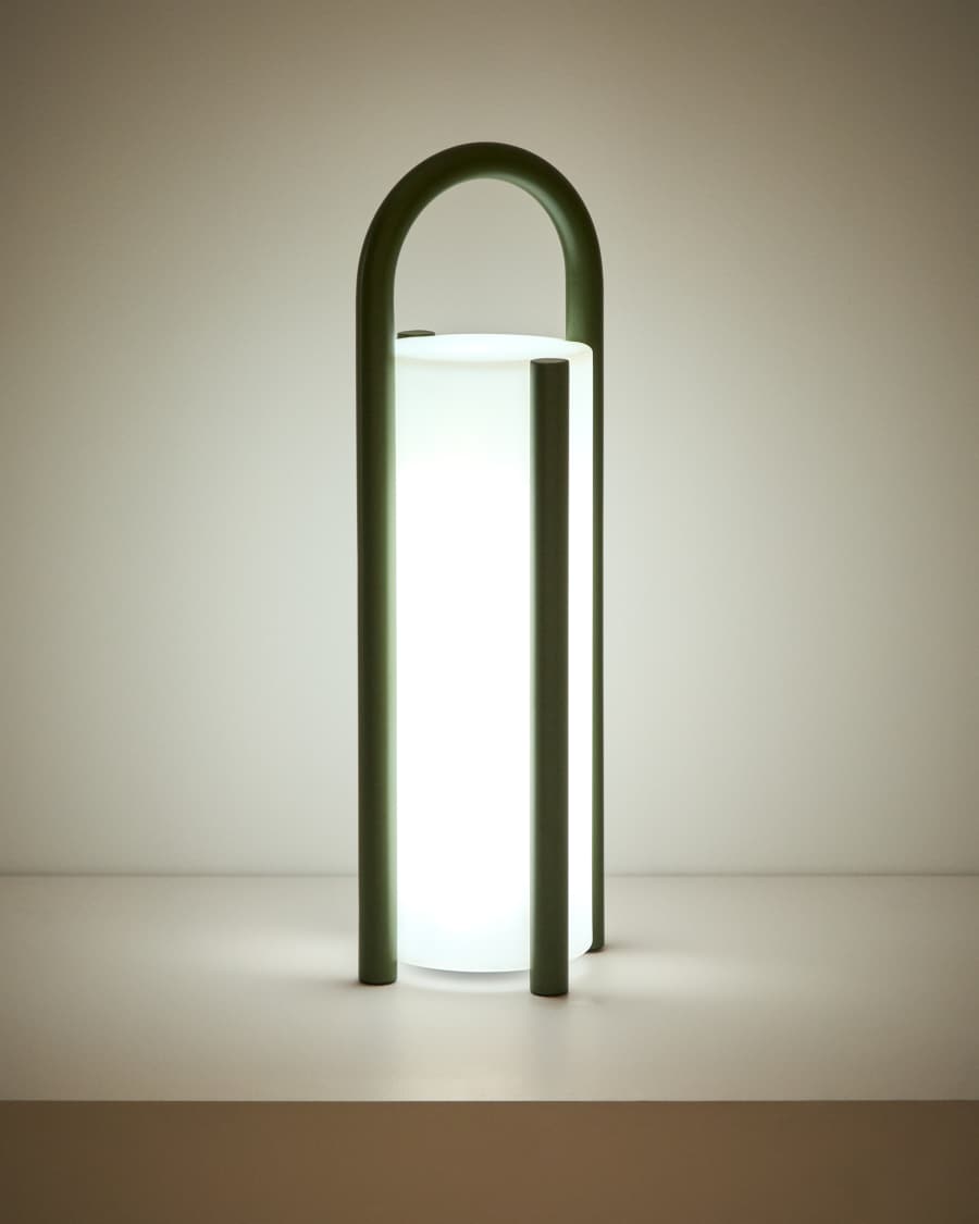 Große tragbare Tischlampe Leros aus Polyethylen und grünem Stahl