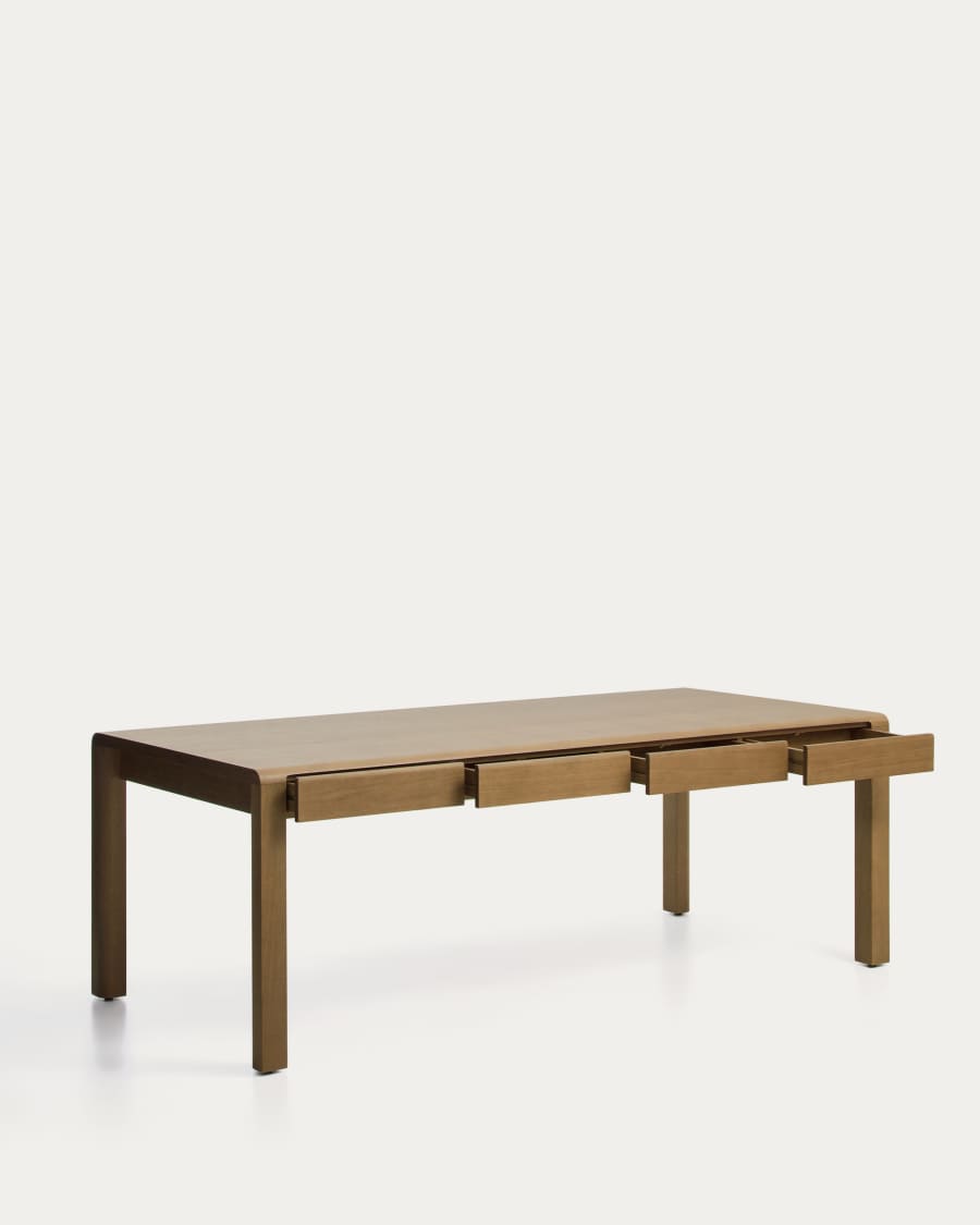 Arelida table in oak veneer and solid oak wood with light brown finish 200 x 100cm