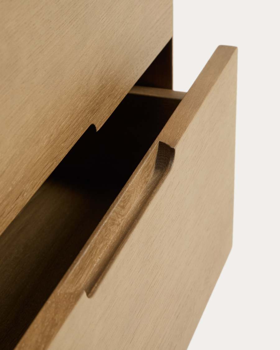 Arelida bedside table made of oak veneer and solid oak wood with light brown finish 65 x 50cm