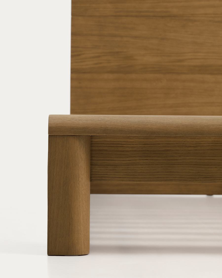 Arelida bed made of oak veneer and solid oak wood with light brown finish for 160 x 200cm mattress