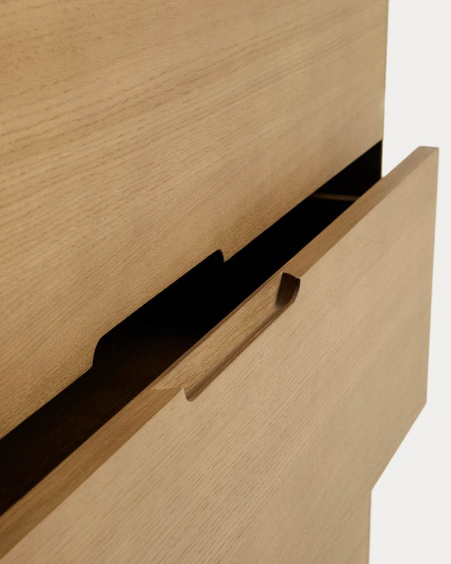 Arelida chest of drawers made of oak veneer and solid oak wood with light brown finish 100 x 80cm