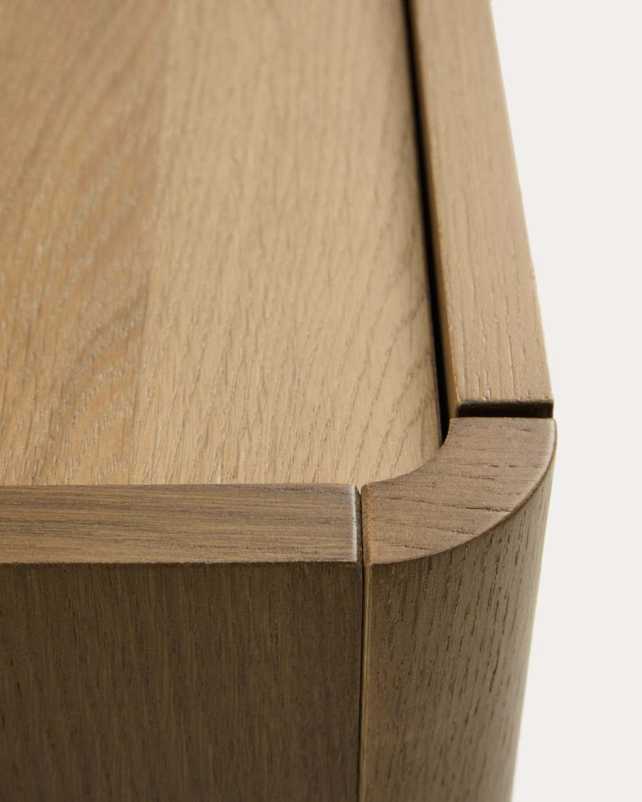 Arelida chest of drawers made of oak veneer and solid oak wood with light brown finish 100 x 80cm