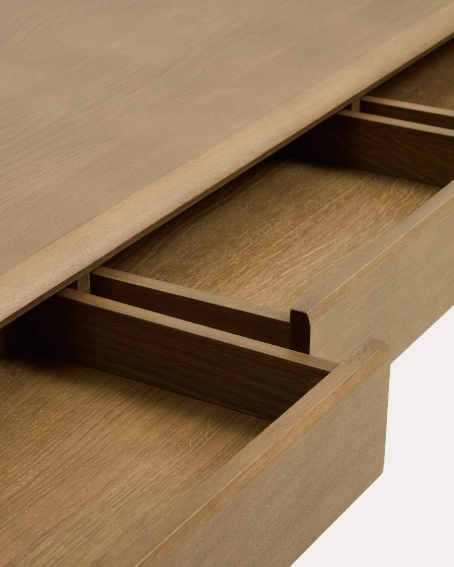 Arelida table in oak veneer and solid oak wood with light brown finish 200 x 100cm