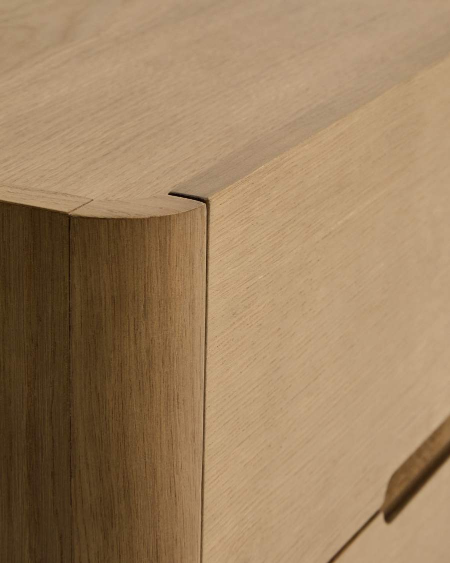 Arelida bedside table made of oak veneer and solid oak wood with light brown finish 65 x 50cm