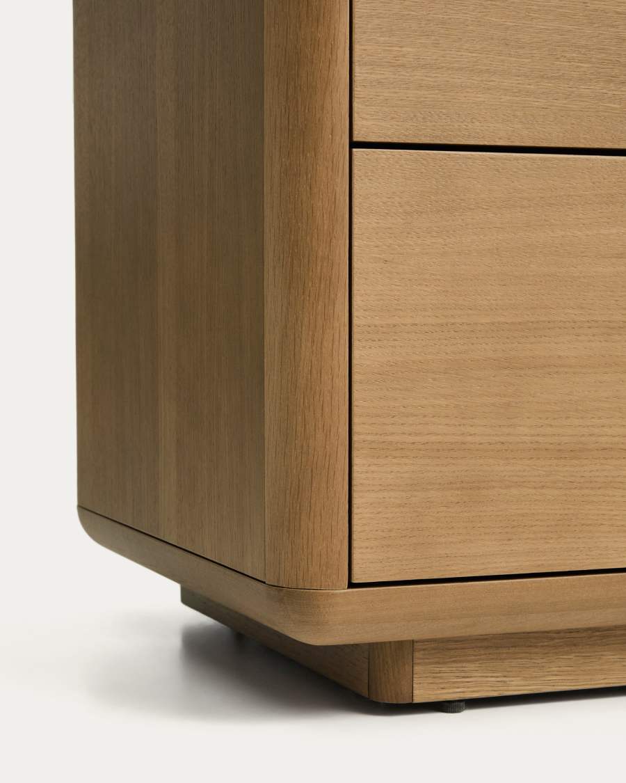 Arelida chest of drawers made of oak veneer and solid oak wood with light brown finish 100 x 80cm
