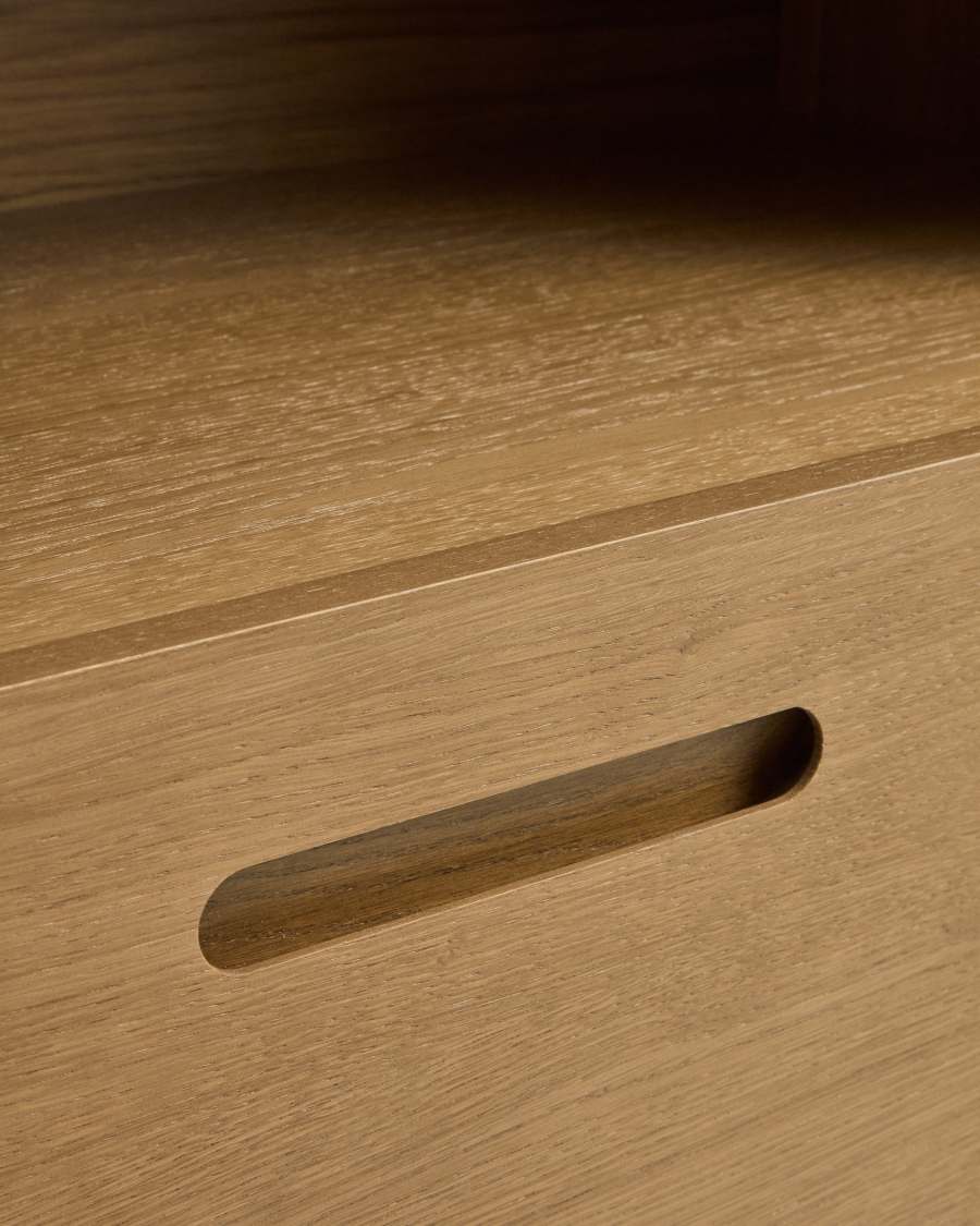 Regal Arelida aus Furnier sowie Massivholz aus Eiche mit hellbraunem Finish 90 x 185 cm