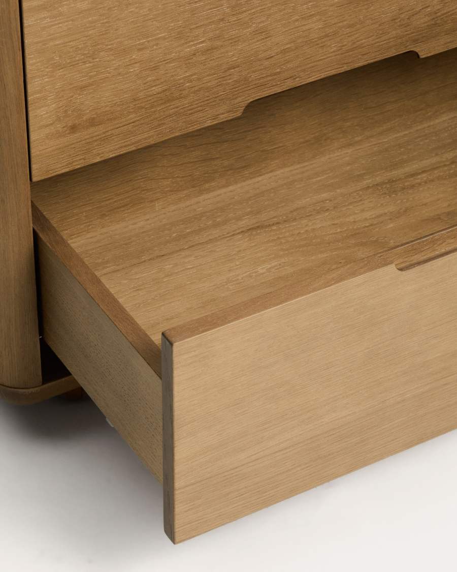 Arelida bedside table made of oak veneer and solid oak wood with light brown finish 65 x 50cm