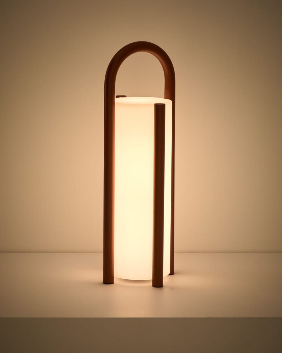 Große tragbare Tischlampe Leros aus Polyethylen und terrakottafarbenem Stahl