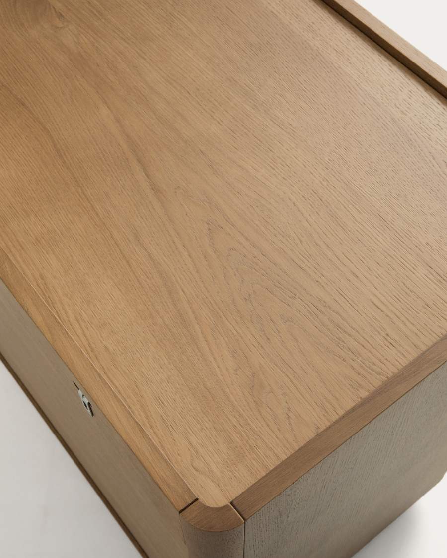 Arelida chest of drawers made of oak veneer and solid oak wood with light brown finish 100 x 80cm
