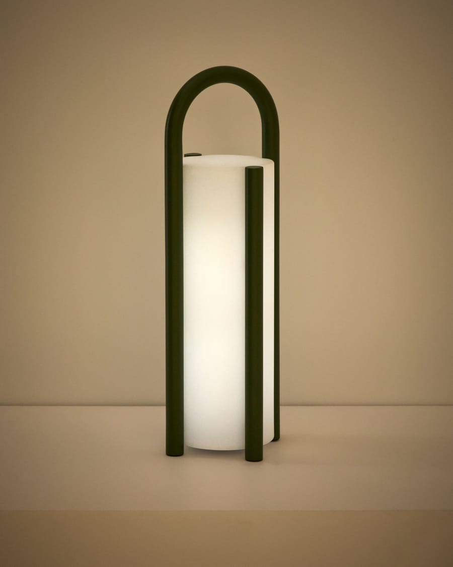 Große tragbare Tischlampe Leros aus Polyethylen und grünem Stahl