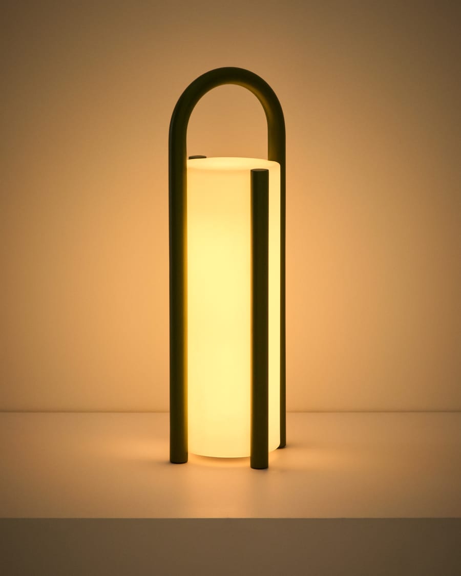 Große tragbare Tischlampe Leros aus Polyethylen und grünem Stahl