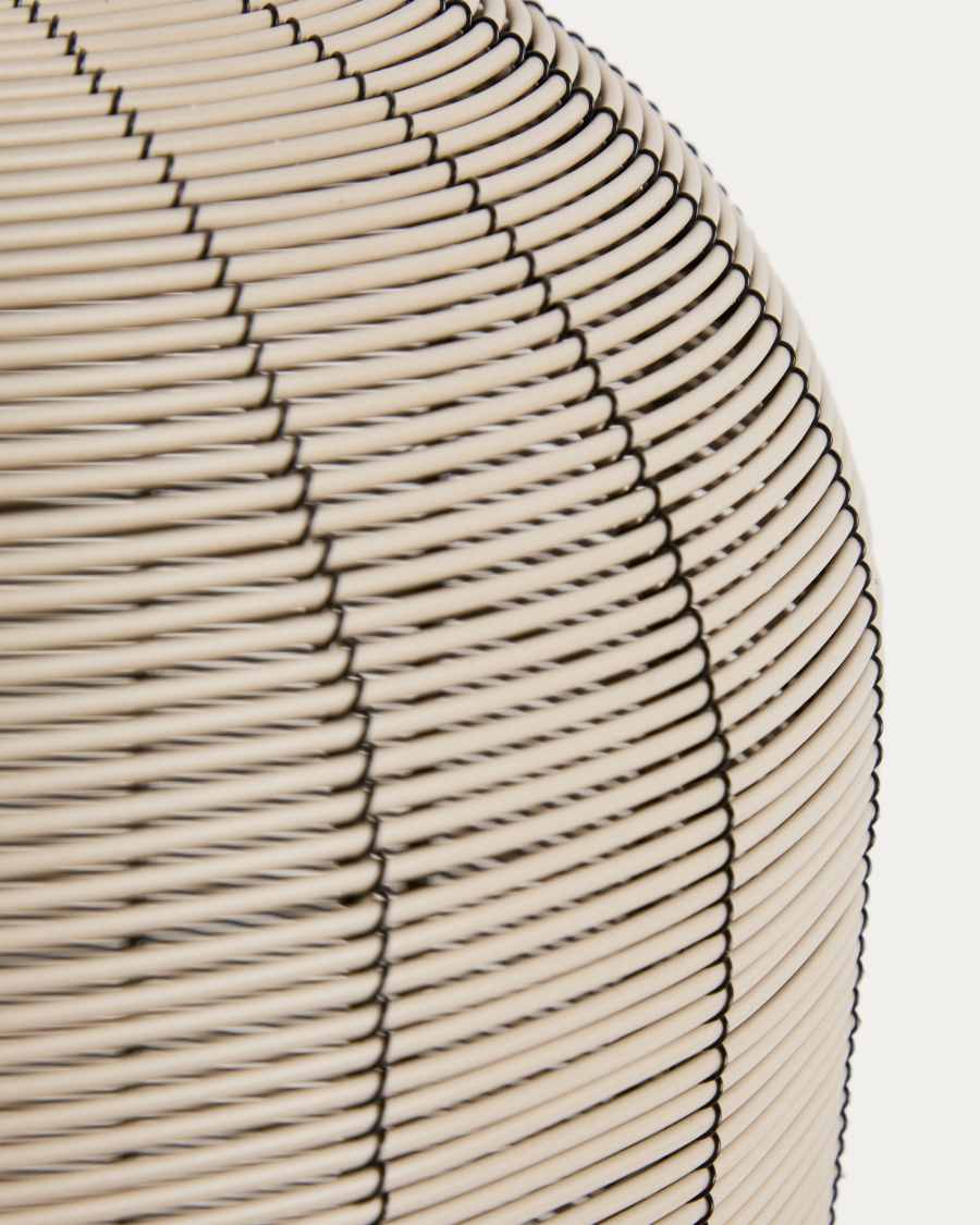 Saranella portable LED table lamp in light grey synthetic rattan