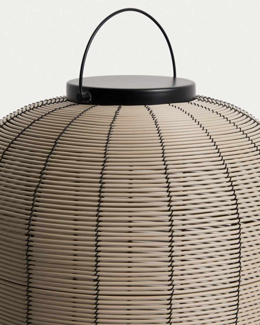 Saranella portable LED table lamp in light grey synthetic rattan