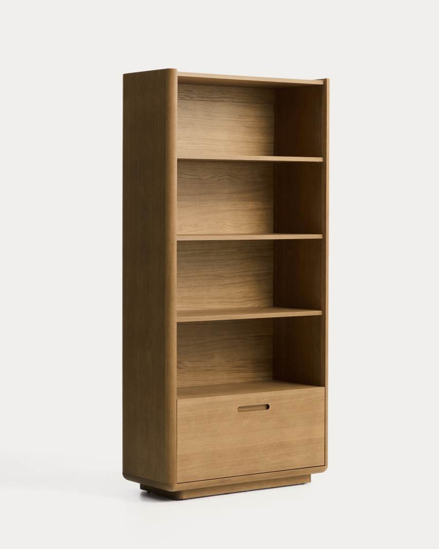 Regal Arelida aus Furnier sowie Massivholz aus Eiche mit hellbraunem Finish 90 x 185 cm