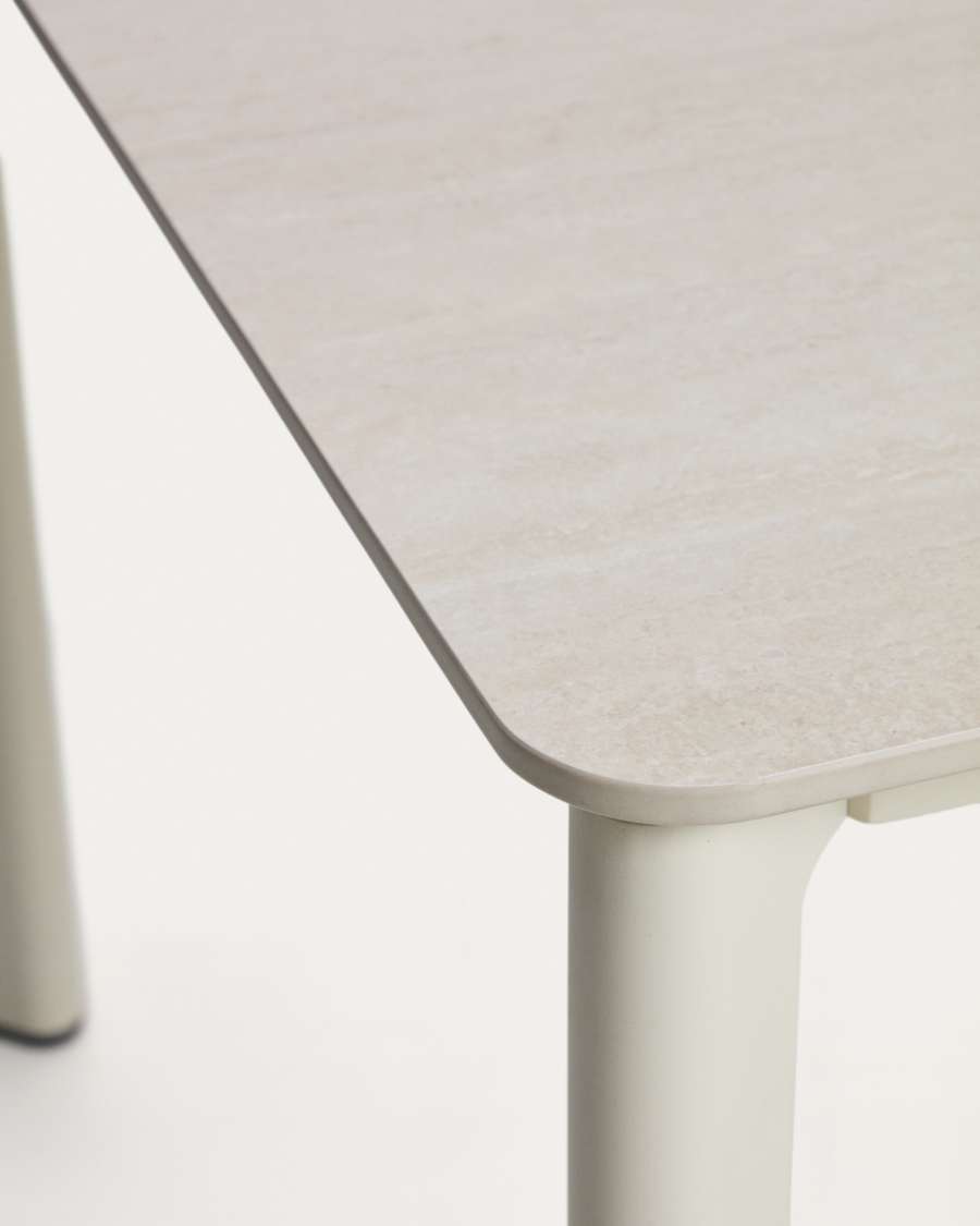 Table Anafi en pierre frittée et aluminium beige 180 x 90 cm