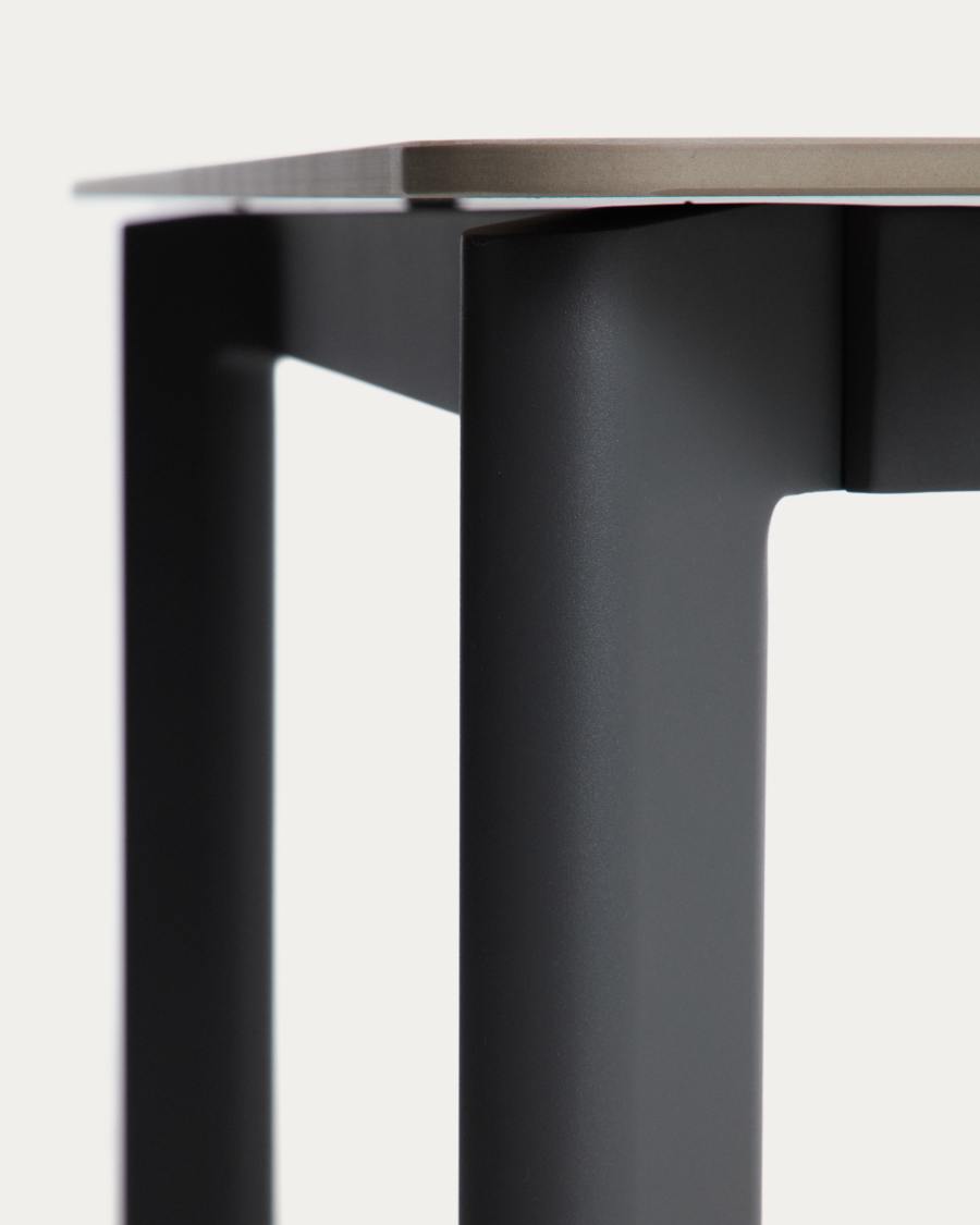 Table Anafi en pierre frittée et aluminium graphite 180 x 90 cm