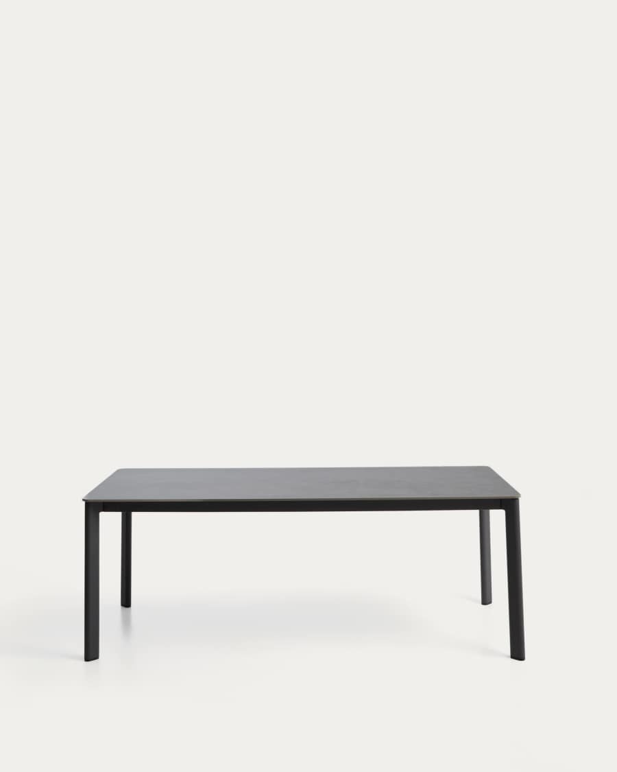 Table Anafi en pierre frittée et aluminium graphite 180 x 90 cm