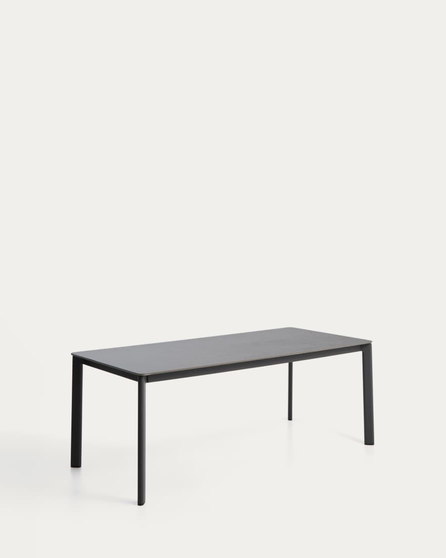 Table Anafi en pierre frittée et aluminium graphite 180 x 90 cm
