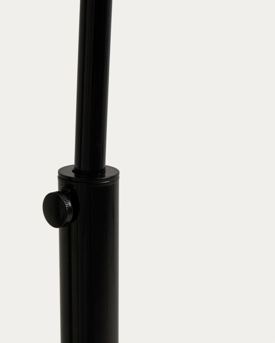 Madali floor lamp in steel with glossy black finish and black marble with adaptor UK