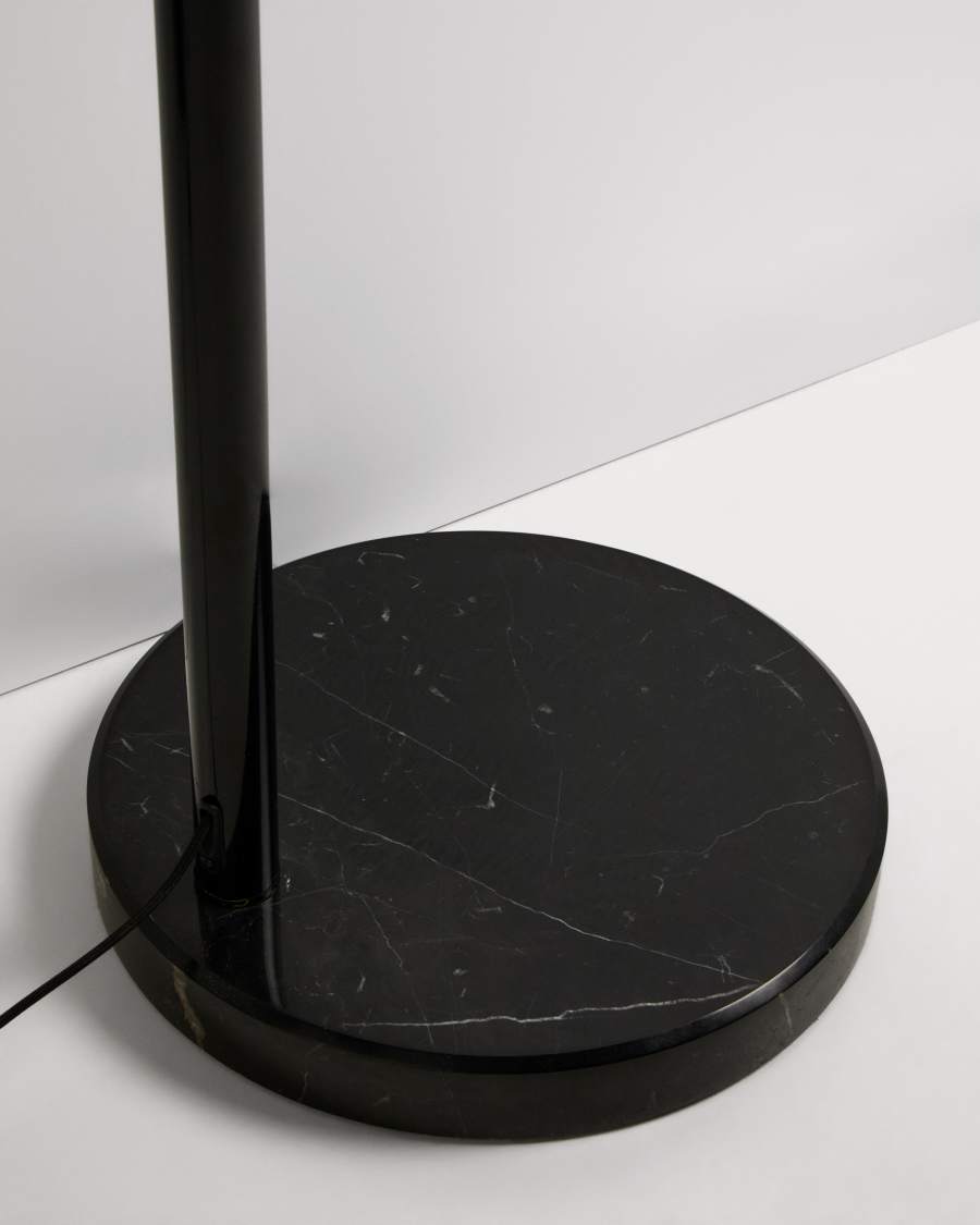 Madali floor lamp in steel with glossy black finish and black marble with adaptor UK