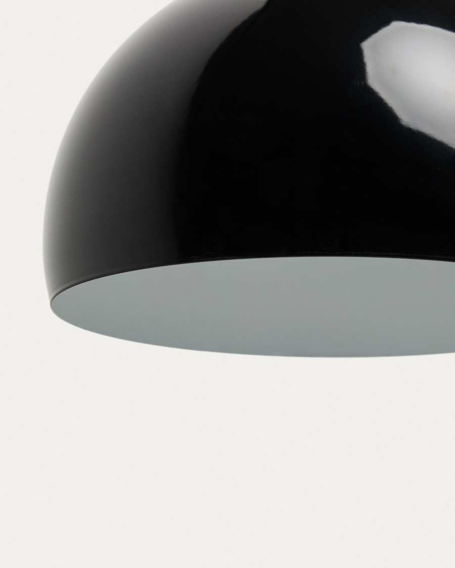 Madali floor lamp in steel with glossy black finish and black marble with adaptor UK