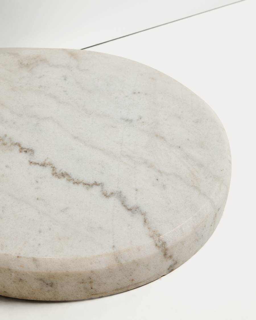 Madali floor lamp in steel with brushed silver finish and white marble with UK adaptor