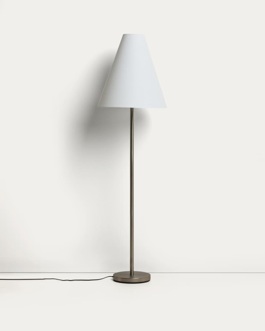 Navat metal floor lamp with brushed silver finish UK adaptor