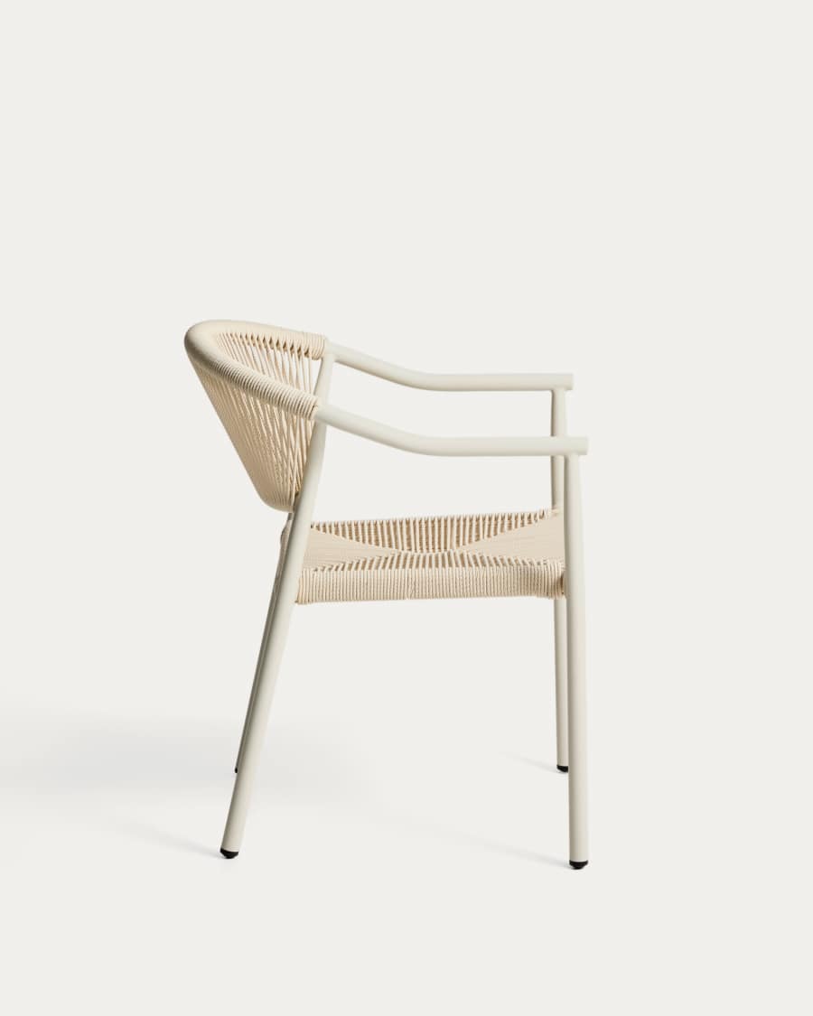 Livadia stackable outdoor chair in beige aluminium
