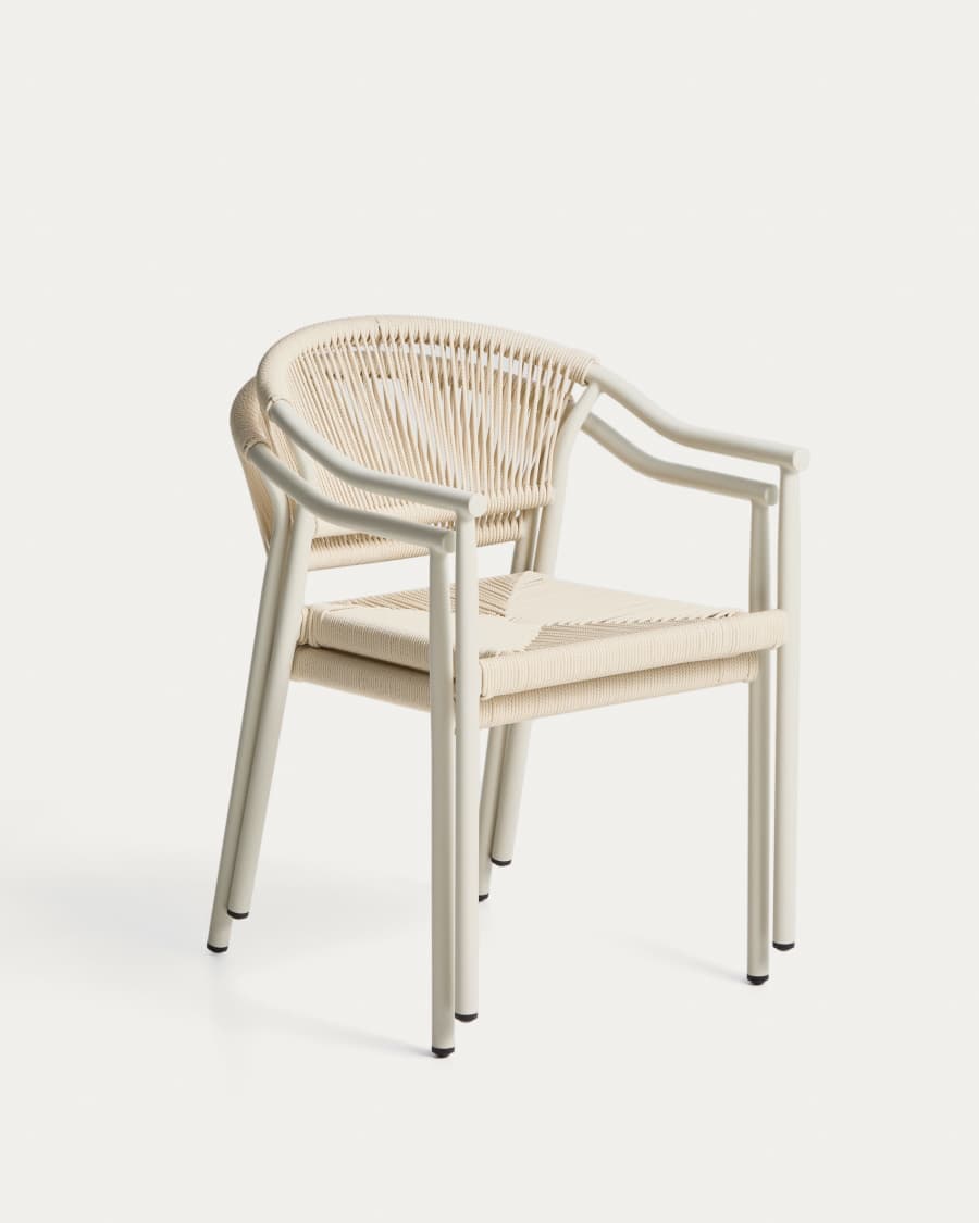 Livadia stackable outdoor chair in ecru aluminium
