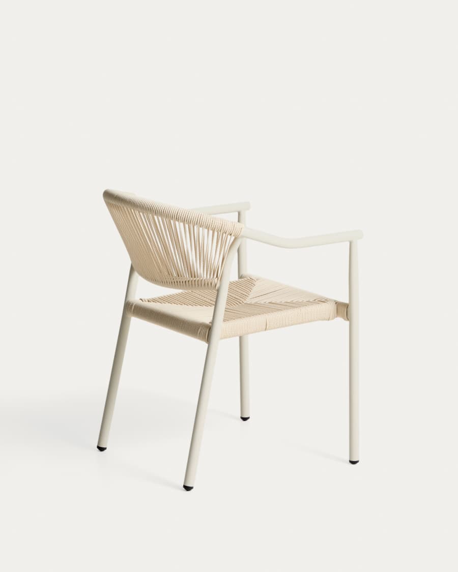 Livadia stackable outdoor chair in ecru aluminium