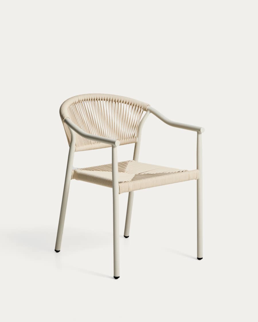 Livadia stackable outdoor chair in beige aluminium