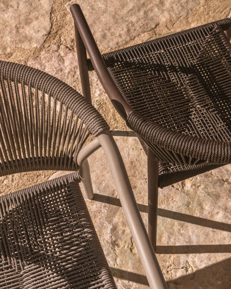 Livadia stackable outdoor chair in brown aluminium