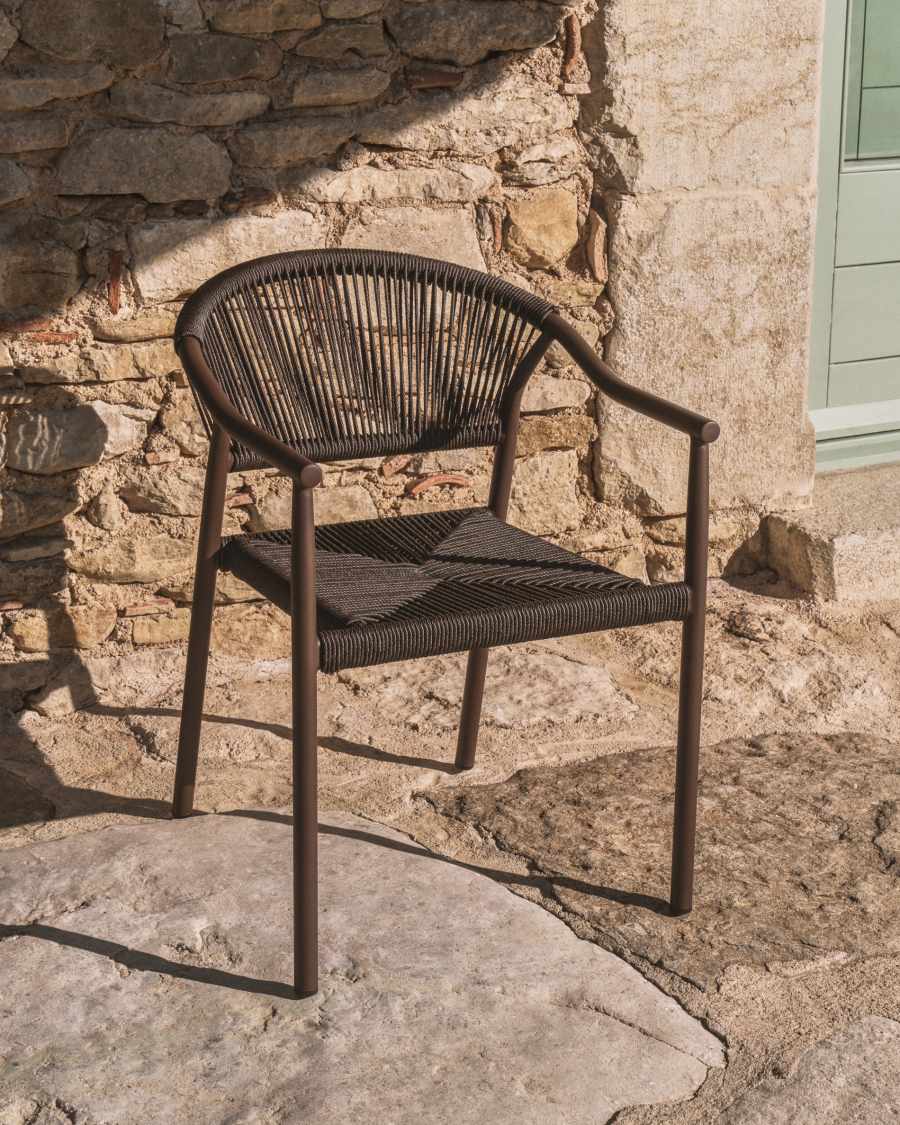 Livadia stackable outdoor chair in brown aluminium