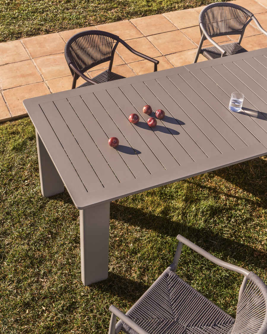 Table extensible Livorno en aluminium taupe 233(350) x 100 cm
