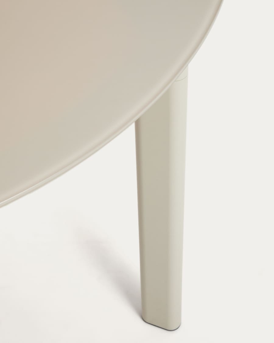 Taula ovalada Erice d’alumini i vidre temperat cru 180 x 90 cm