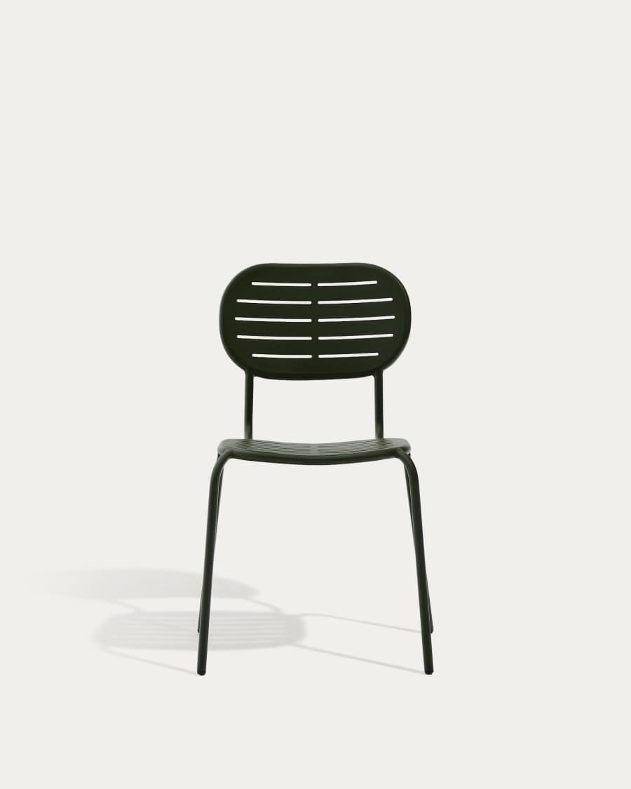 Brai stackable outdoor chair in green galvanised steel