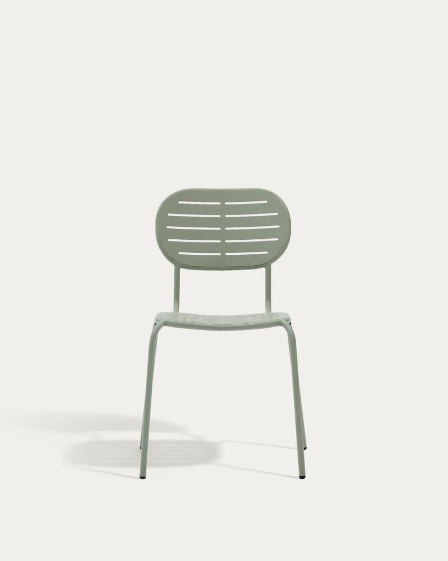 Sedia da esterno impilabile Brai in acciaio zincato turchese