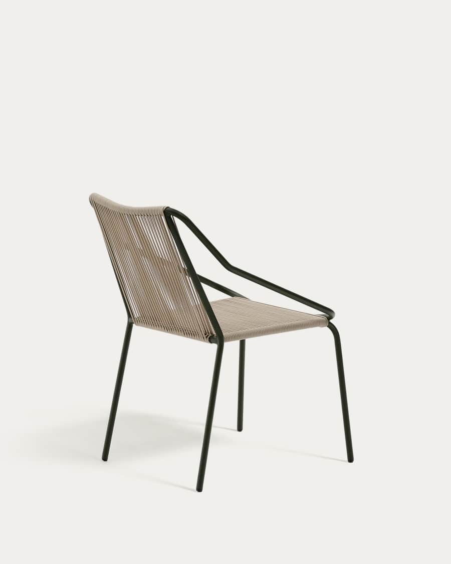 Zivia outdoor chair in ecru rope cord and green galvanised steel