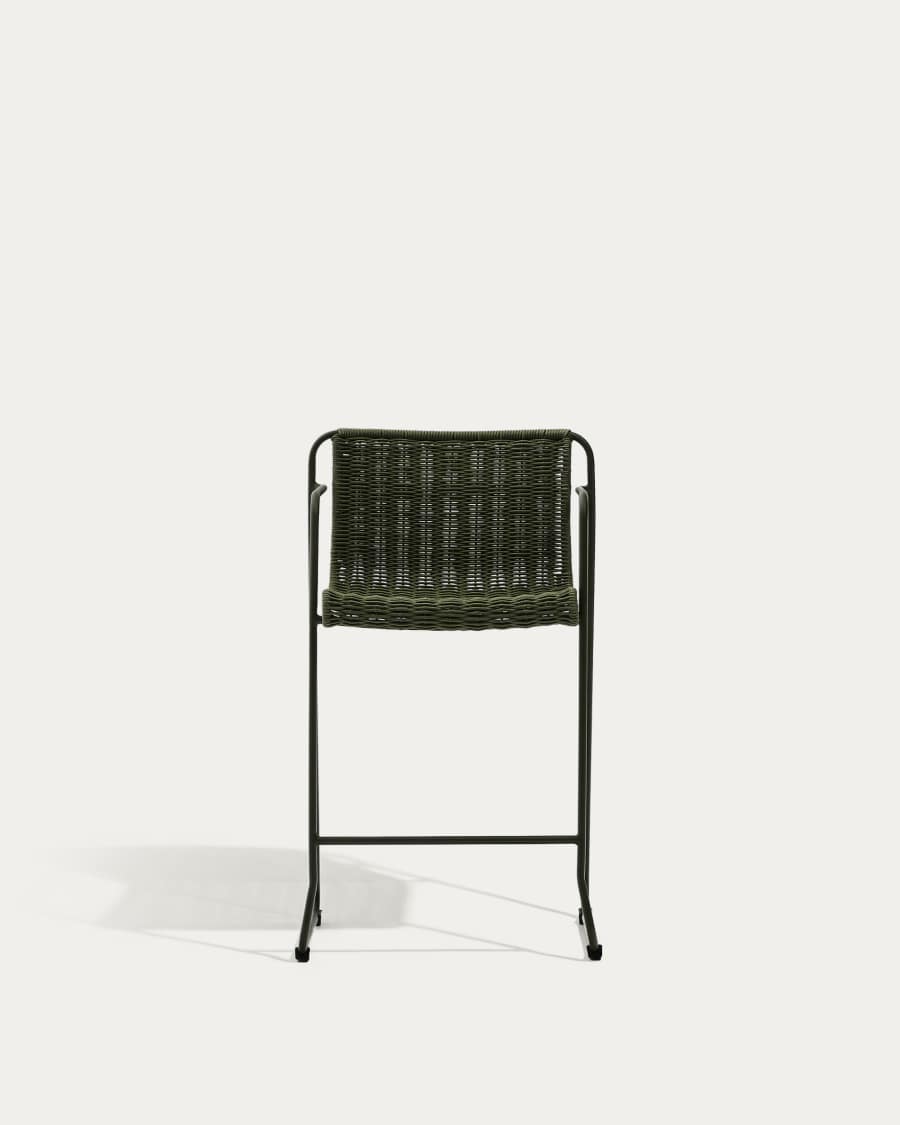 Maurina stool in green galvanised steel and green rope cord 64,5cm