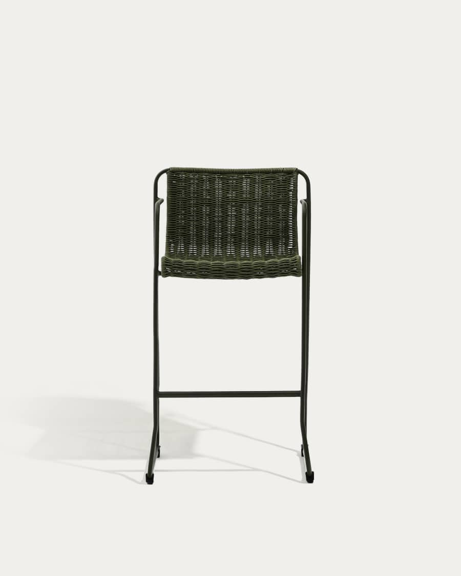 Maurina stackable stool in green galvanised steel and green rope cord 74,5cm
