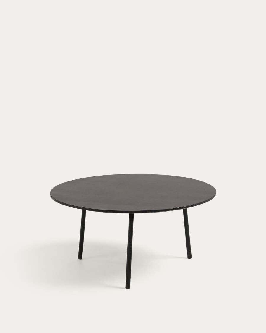 Tavolino Mathis in fibra di cemento con gambe in acciaio finitura nera Ø 70 cm