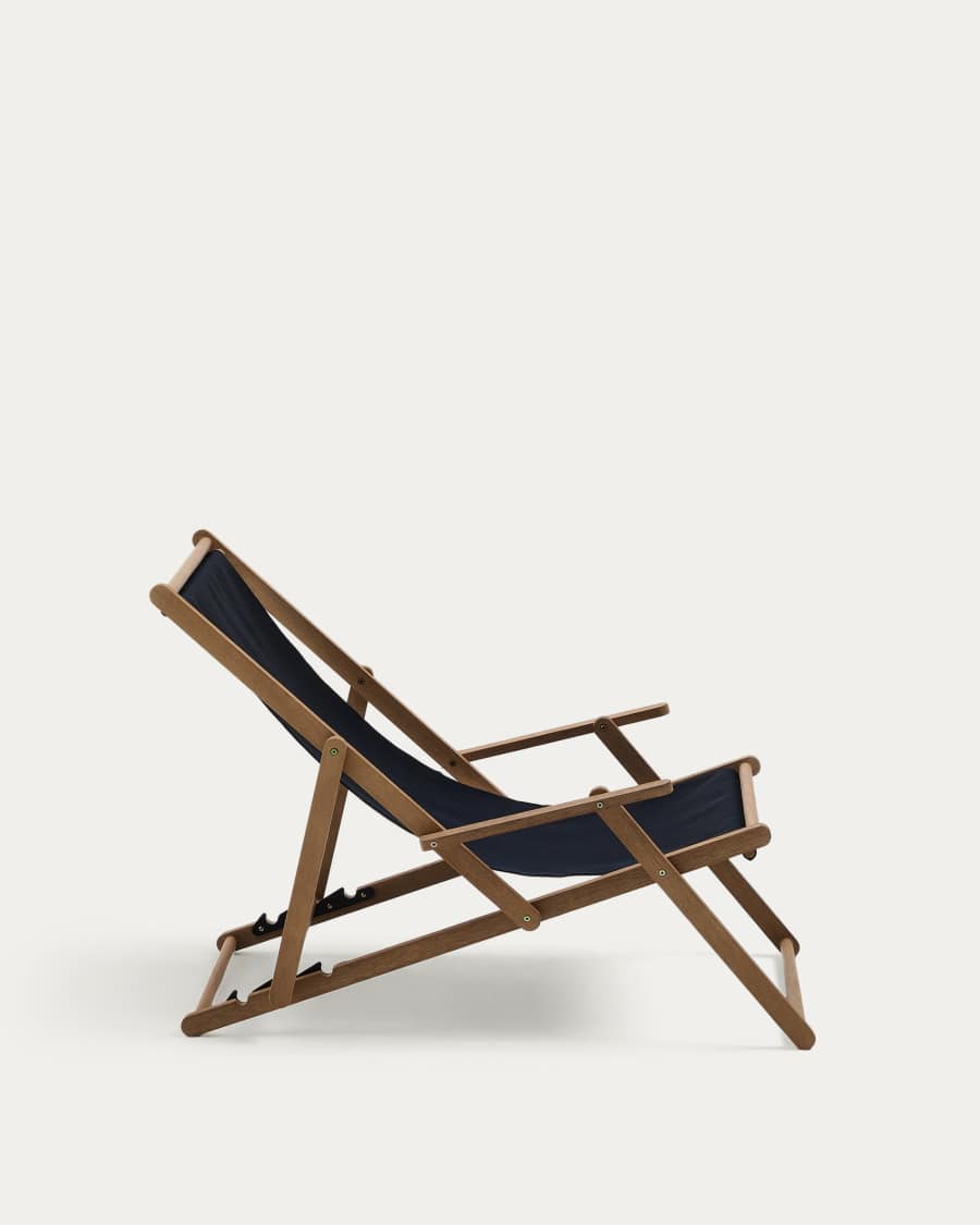 Vilara black outdoor folding deck chair made of FSC 100% solid acacia wood